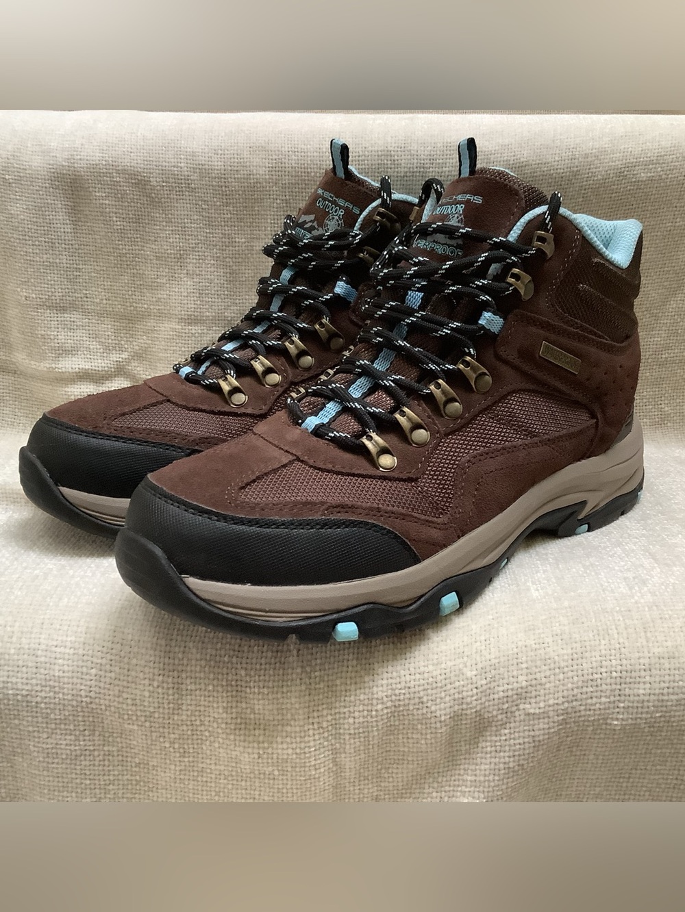 Skechers Trego Alpine Trail Waterproof Hiking Ankle Boots-Brown-Lace Up-9.5 M